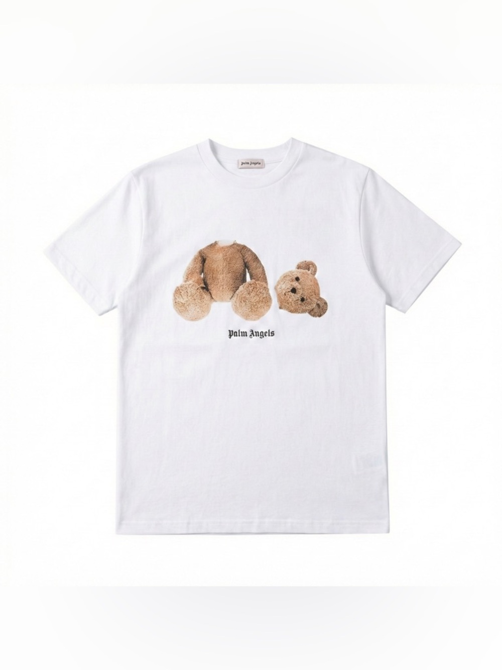 Palm Angels White Tee with Detached Teddy Graphic
